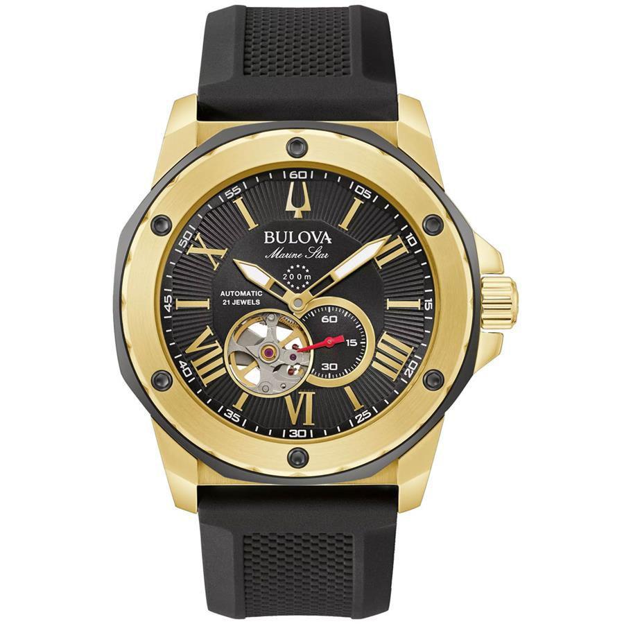 relogio bulova preto e dourado