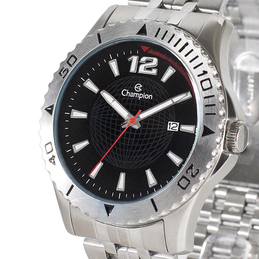 Relógio Champion Masculino Prata Preto Prova d'água com garantia de 1 ano e  carteira - Relógio Masculino - Magazine Luiza