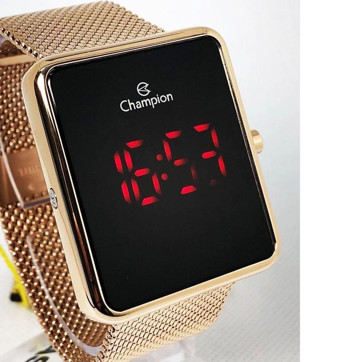 Relogio champion rose quadrado digital led vermelha ch40080p + kit semi  joia - Kit Relógio - Magazine Luiza