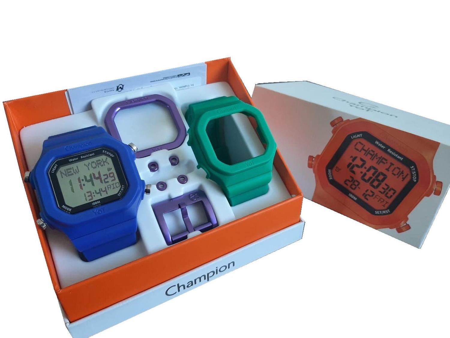 Relógio Cp40180x Champion Yot Original Nota Fiscal Azul Verde Àgua com  Digitos Coloridos - Relógio Feminino - Magazine Luiza