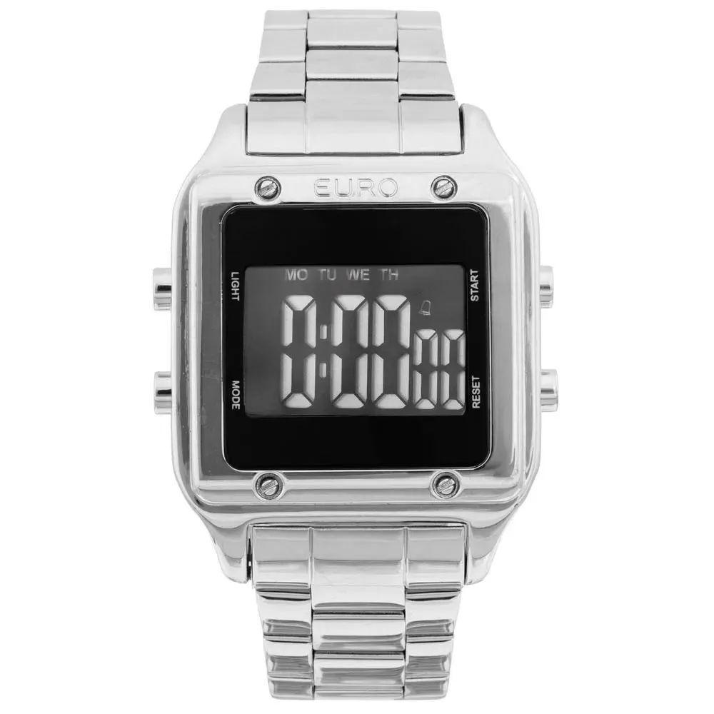 Relogio euro quadrado prata Clearance