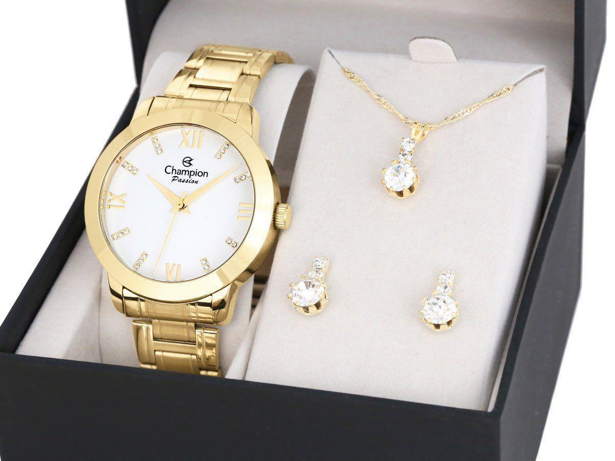 Relógio Feminino Dourado Champion Kit CN29169B - Kit Relógio - Magazine  Luiza