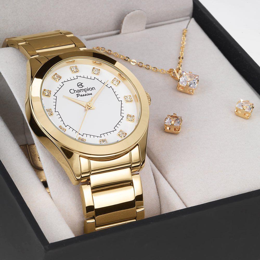 Kit Relógio Champion Feminino com Colar e Brincos CN24262W em Promoção na  ECLOCK.
