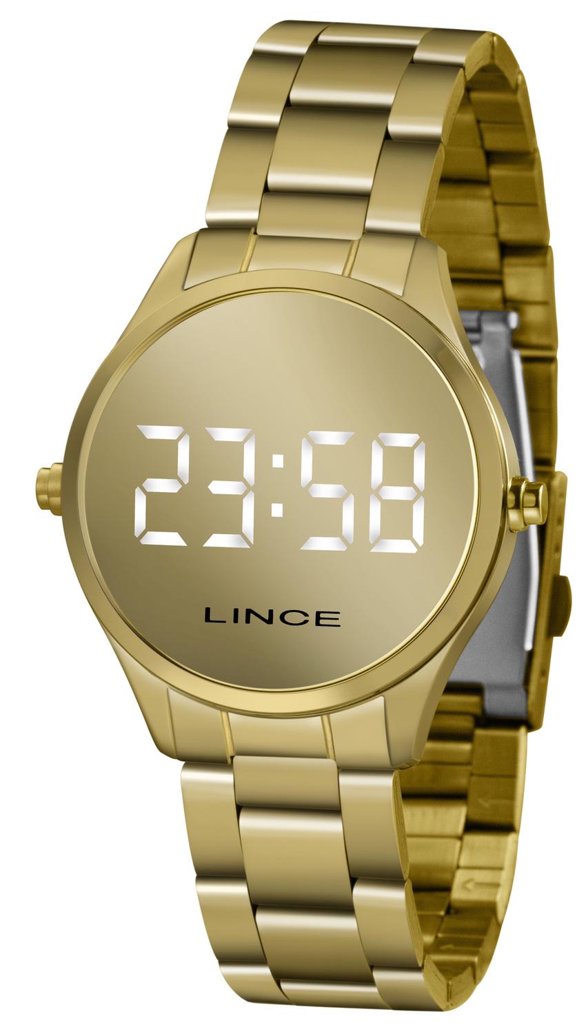 Relógio digital feminino dourado lince Clearance