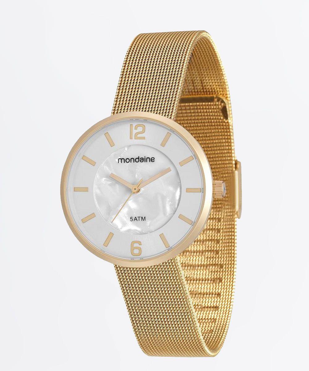 relógio mondaine 5atm dourado feminino