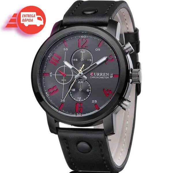 Relógio masculino curren pulseira de couro esportivo militar Clearance