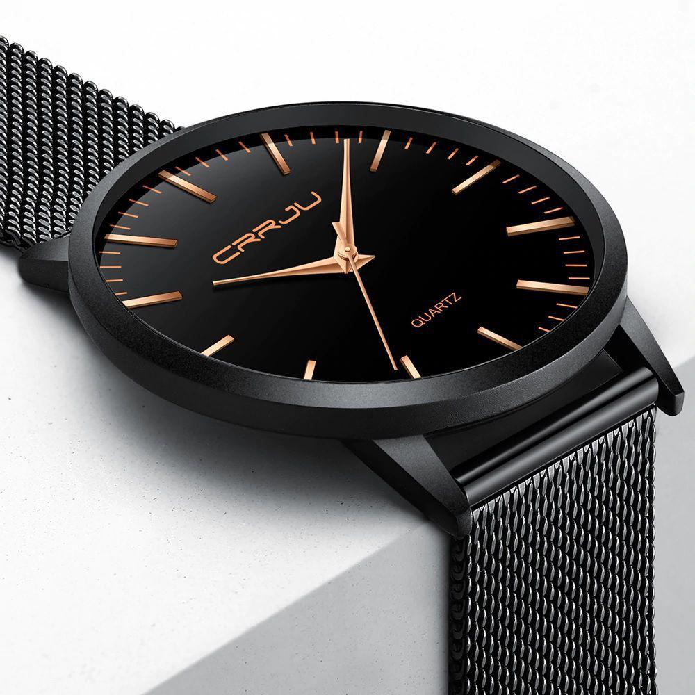 Relógio Masculino Social Ultra Fino De Luxo + Pulseira Metal - Crrju ...