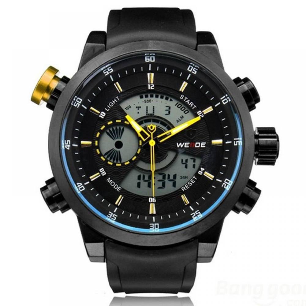 Relogio Masculino Weide AnaDigi WH 3401 Preto Azul e Amarelo Relogio Masculino Magazine Luiza