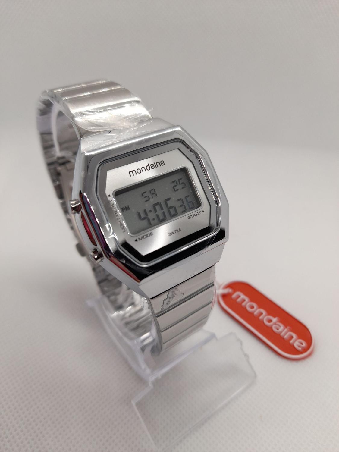 relogio digital mondaine prata