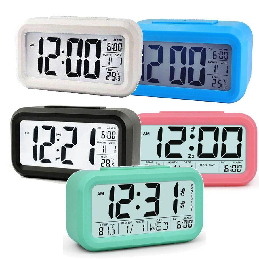 relógio portátil digital despertador led lcd brilha escuro