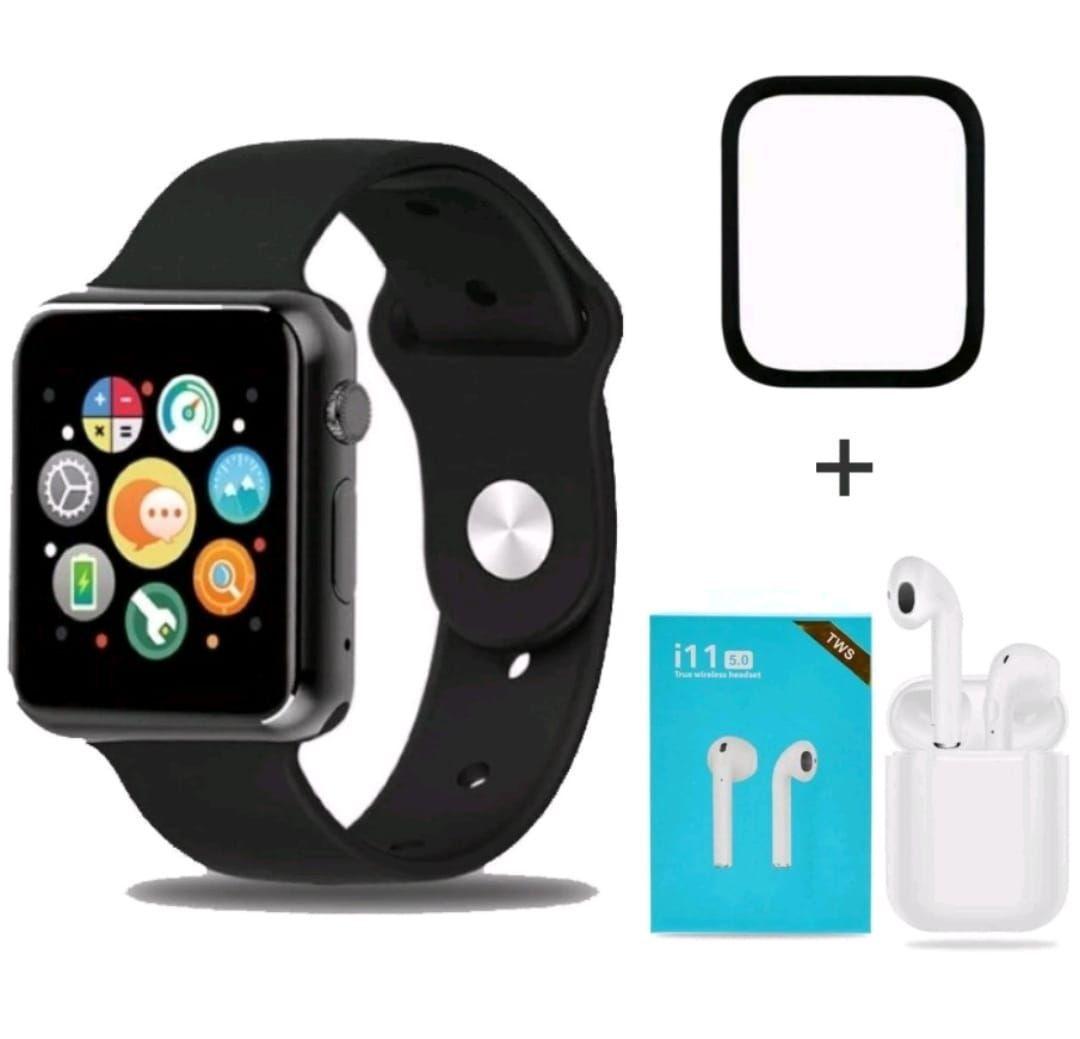 relógio smartwatch rose com fone de ouvido