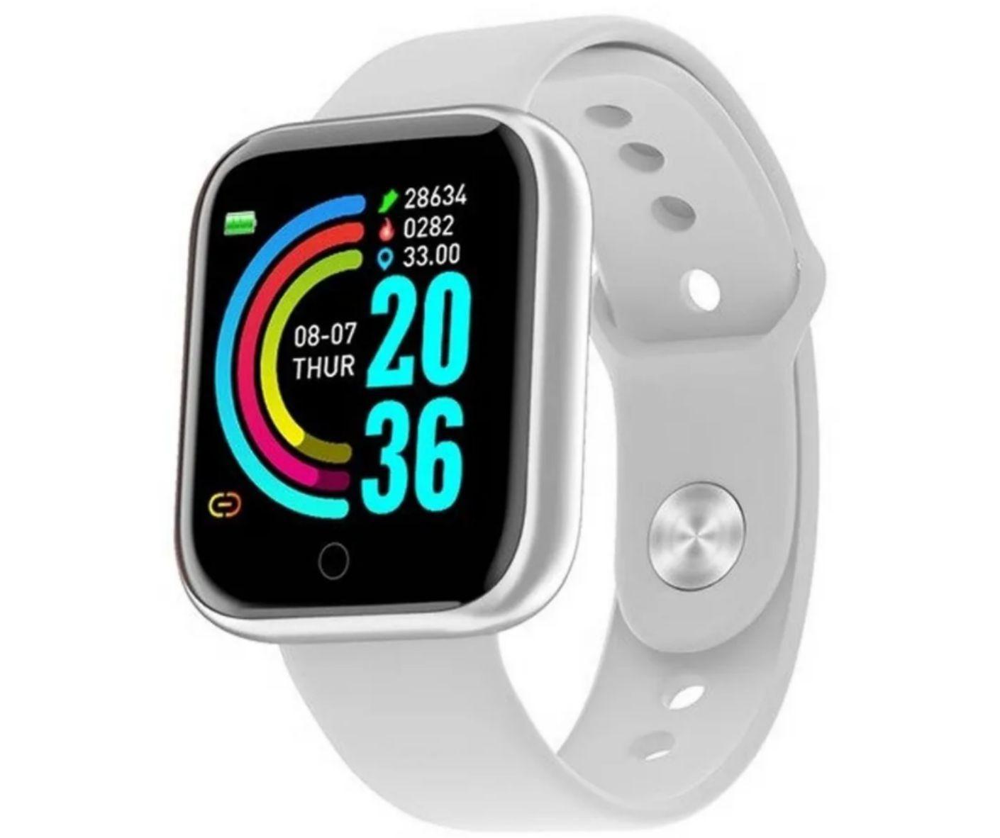 Relógio smartwatch inteligente d20 android e ios branco Clearance