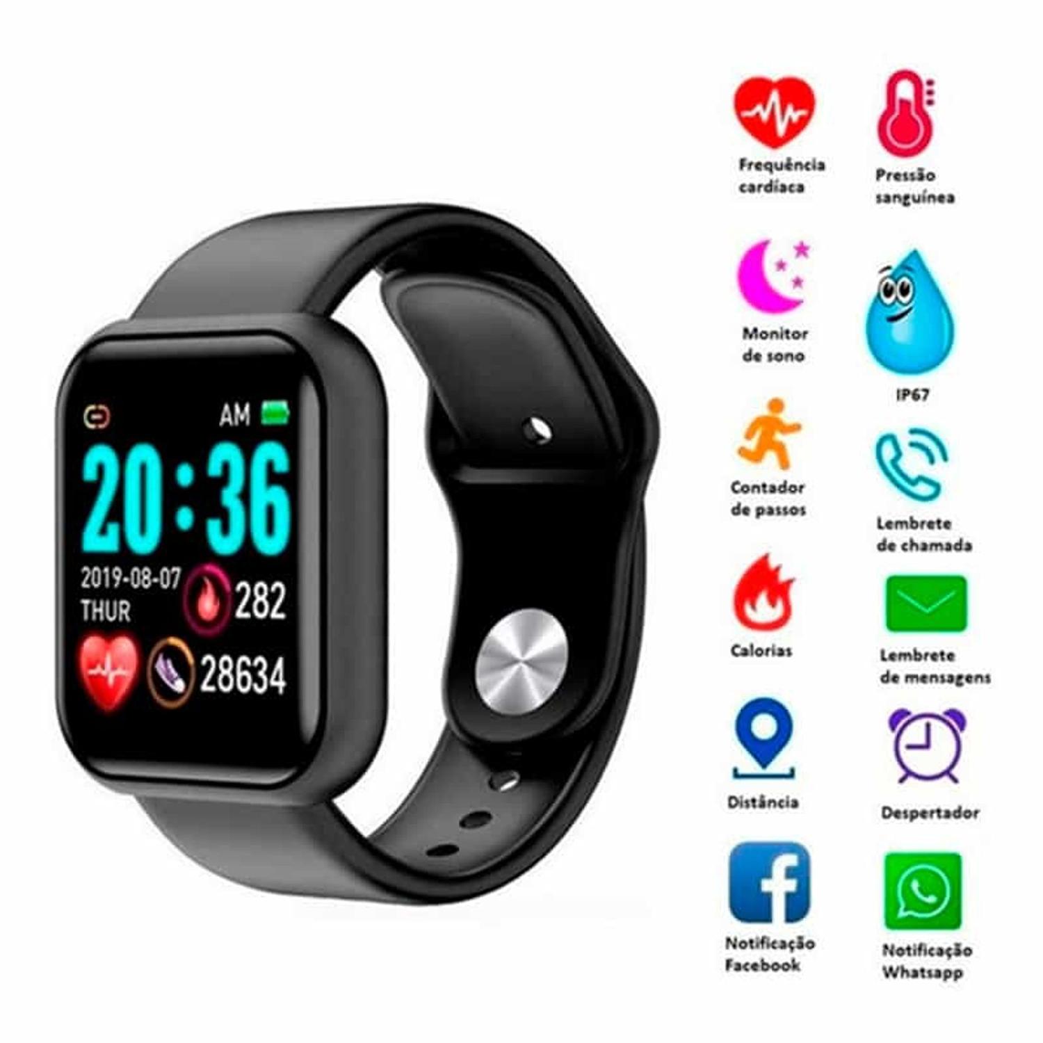 y68 d20 relógio smart watch com bluetooth usb