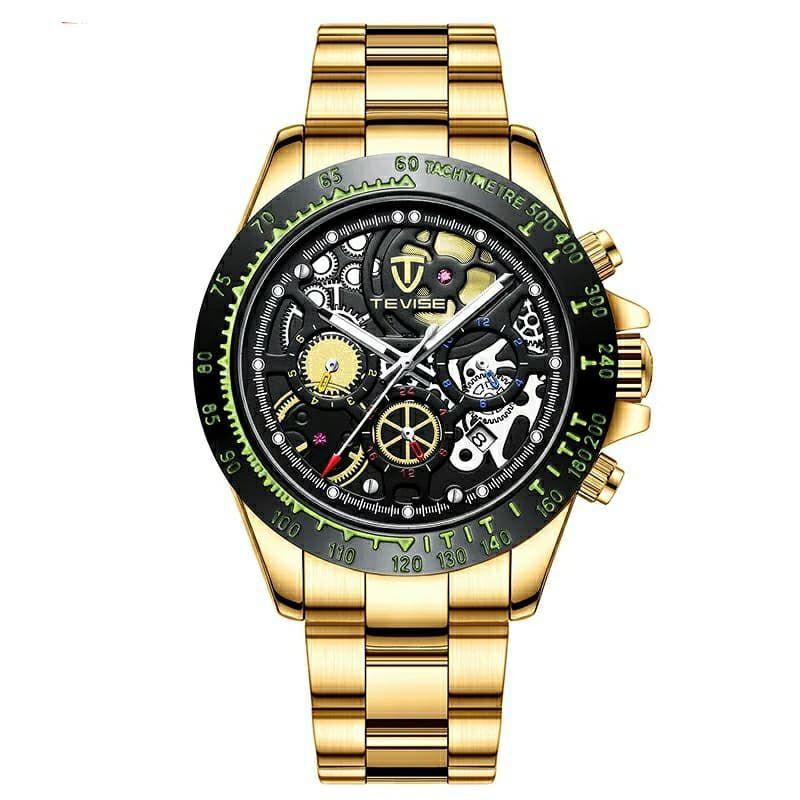 Relogio tevise masculino original automatico social analogico fundo transparente dourado t863 Relogio Masculino Magazine Luiza