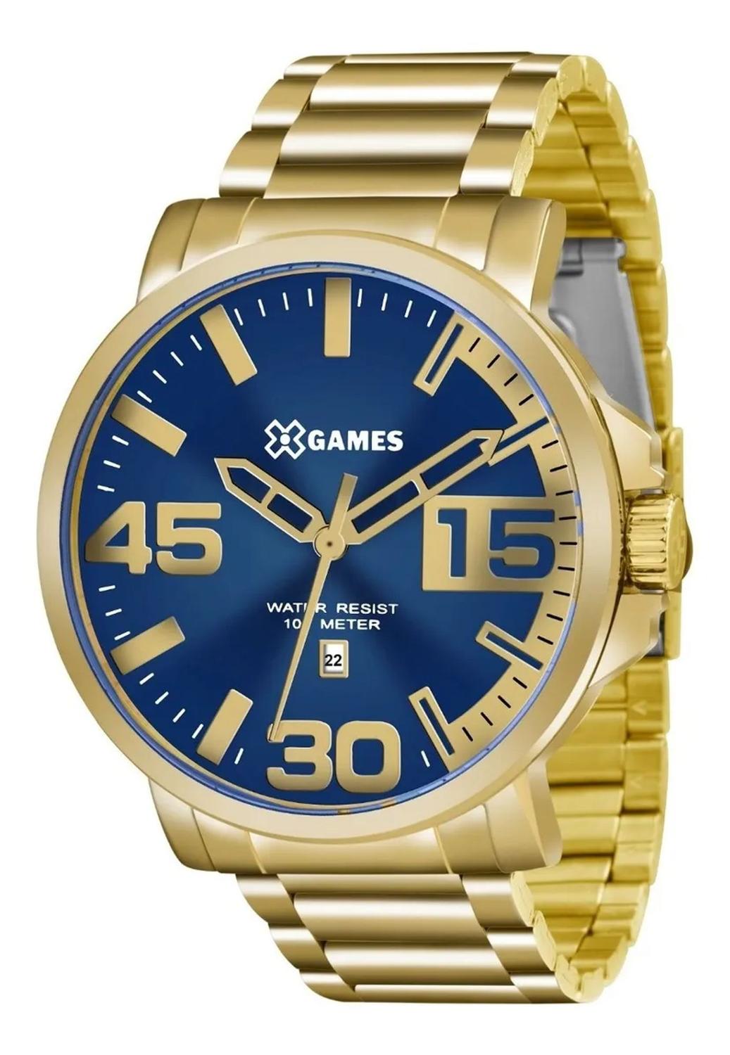 Relógio X-games Masculino Analógico Xmgs1018 Dourado Azul - Lince - Relógio  Masculino - Magazine Luiza