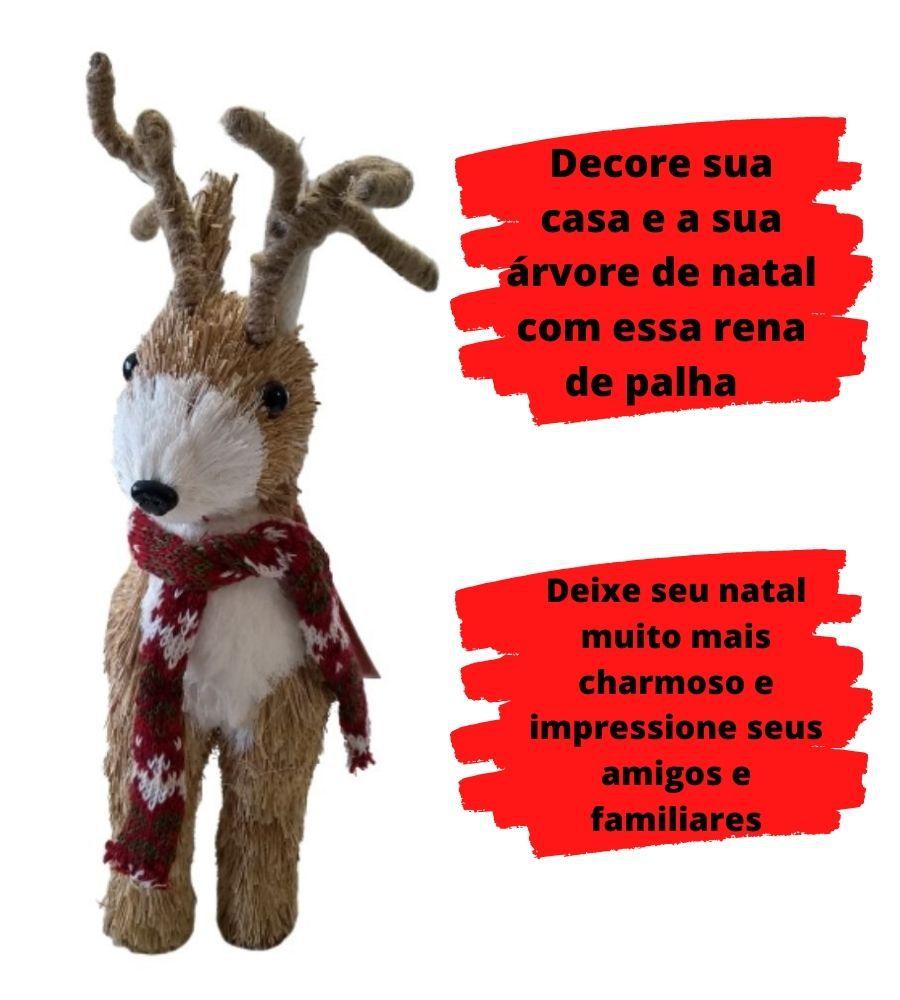 Rena De Palha Decoração Natal Enfeite Natalina Árvore 33cm - Imp - Rena -  Magazine Luiza