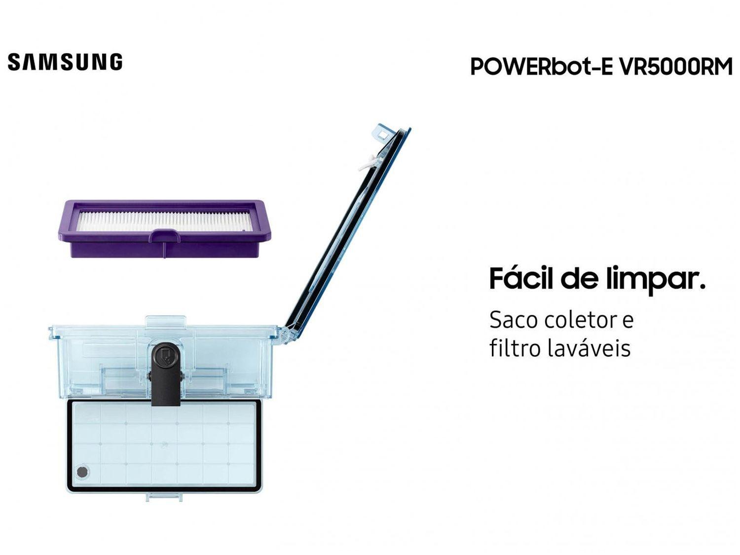 Robô Aspirador de Pó Inteligente Samsung POWERbot-E VR5000RM 55W com Wi-Fi