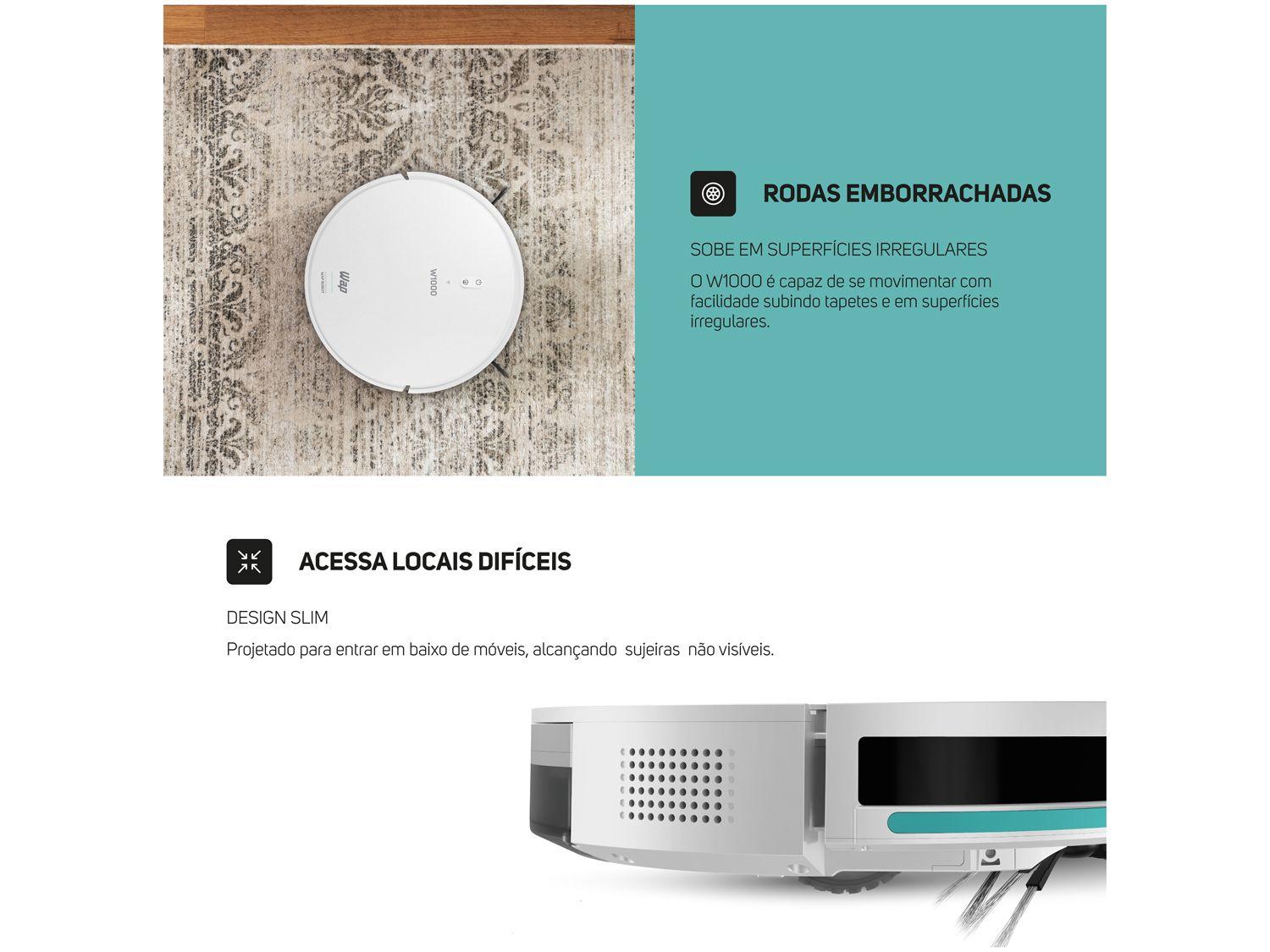 Robô Aspirador Inteligente Wap Robot W1000 36W Wi-Fi compatível com Alexa