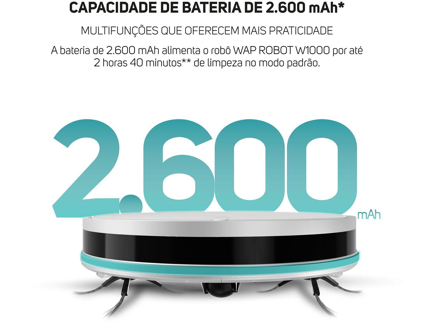 Robô Aspirador Inteligente Wap Robot W1000 36W Wi-Fi compatível com Alexa