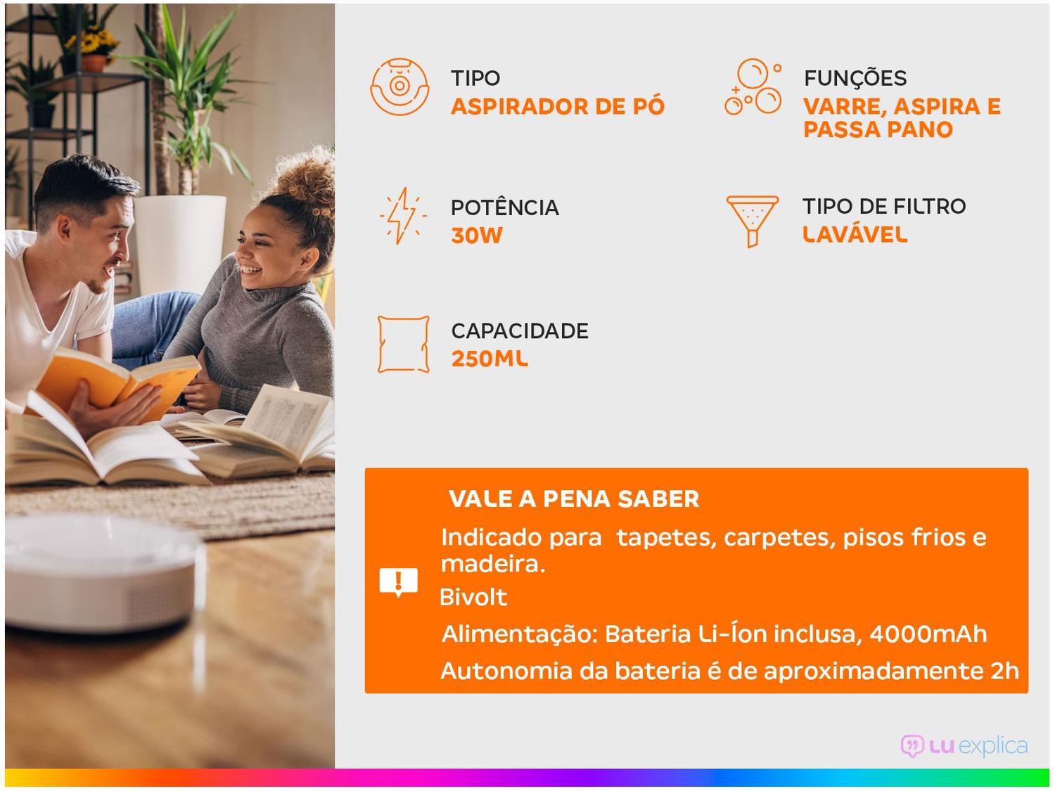 Robô Aspirador WAP W96 30W 
