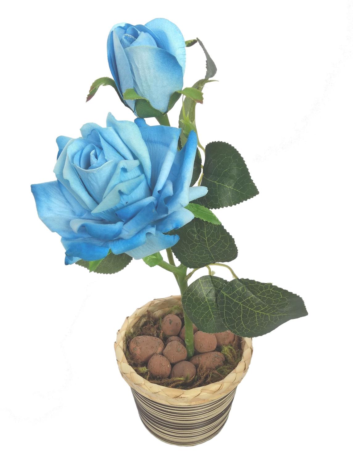 Rosa Azul Arranjo Flor Artificial Com Vaso Redondo Marrom E Bege Com  Listras - FLORDECORAR - Plantas Artificiais - Magazine Luiza