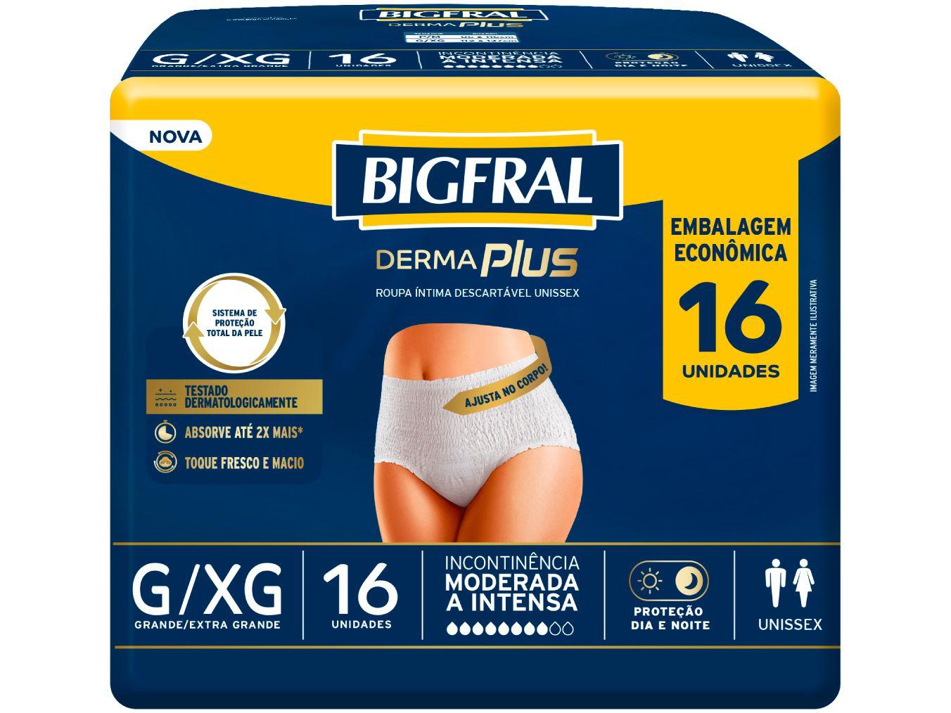 Roupa Íntima Descartável Bigfral G e XG Derma Plus 16 Unidades