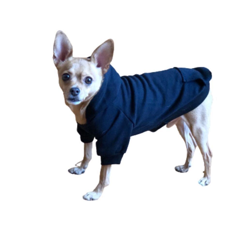 plain black dog moletom com capuz