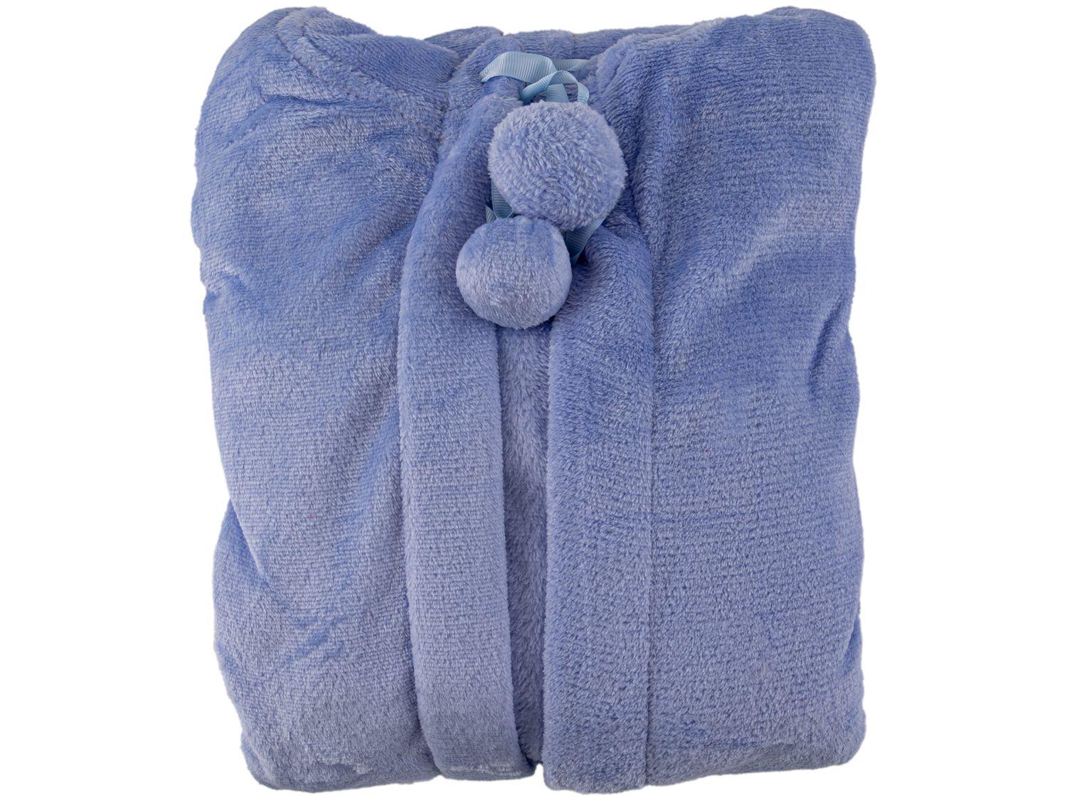 Roupão de Inverno de Microfibra Atlântica Pompom Violeta com Capuz