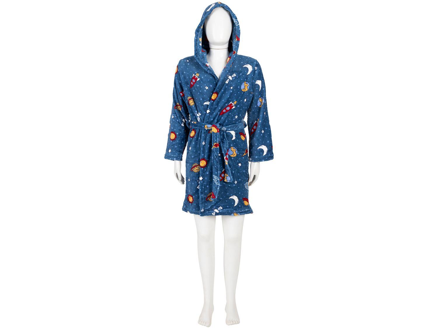 Roupão de Inverno Infantil de Microfibra Atlântica Sofisticata Kids Azul com Capuz