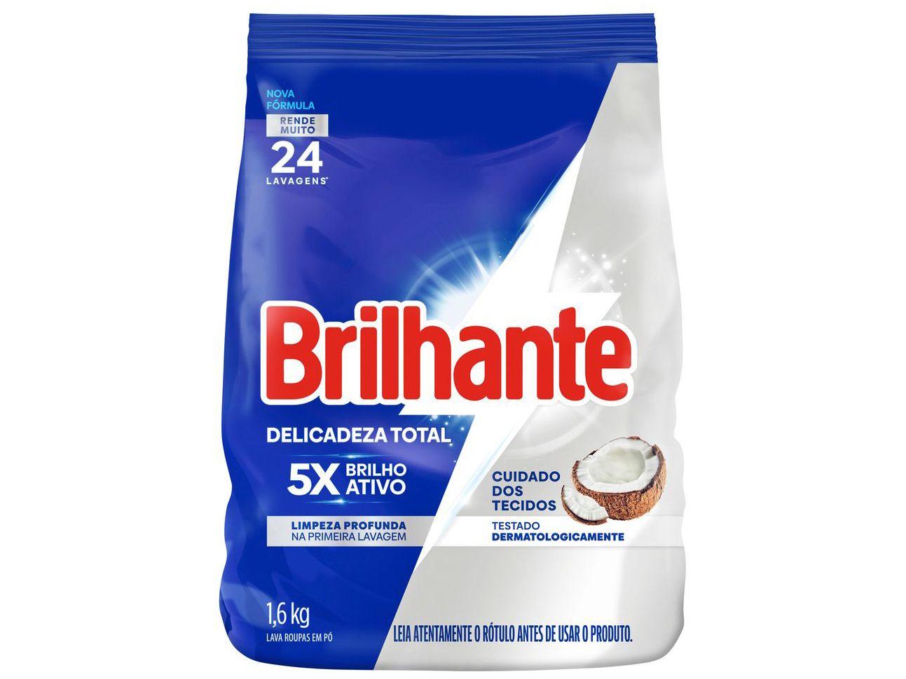 Sabão em Pó Brilhante Delicadeza Total Roupas Brancas e Coloridas Suave 1,6kg