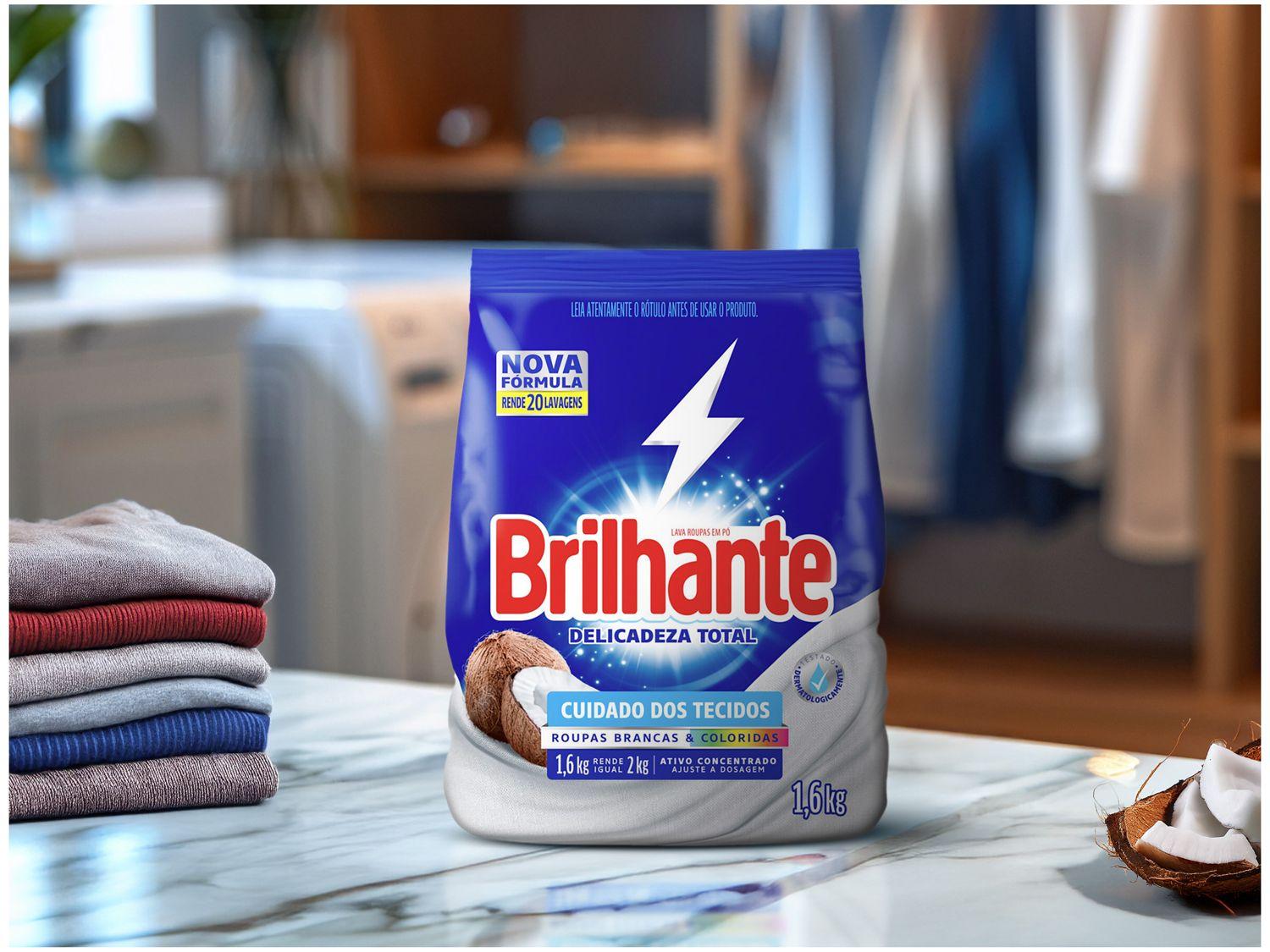 Sabão em Pó Brilhante Delicadeza Total Roupas Brancas e Coloridas Suave 1,6kg
