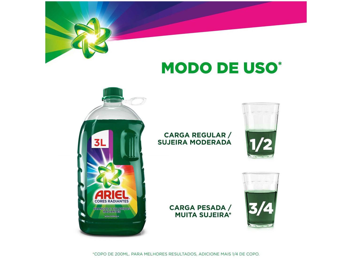 Sabão Líquido Ariel Cores Radiantes 3L