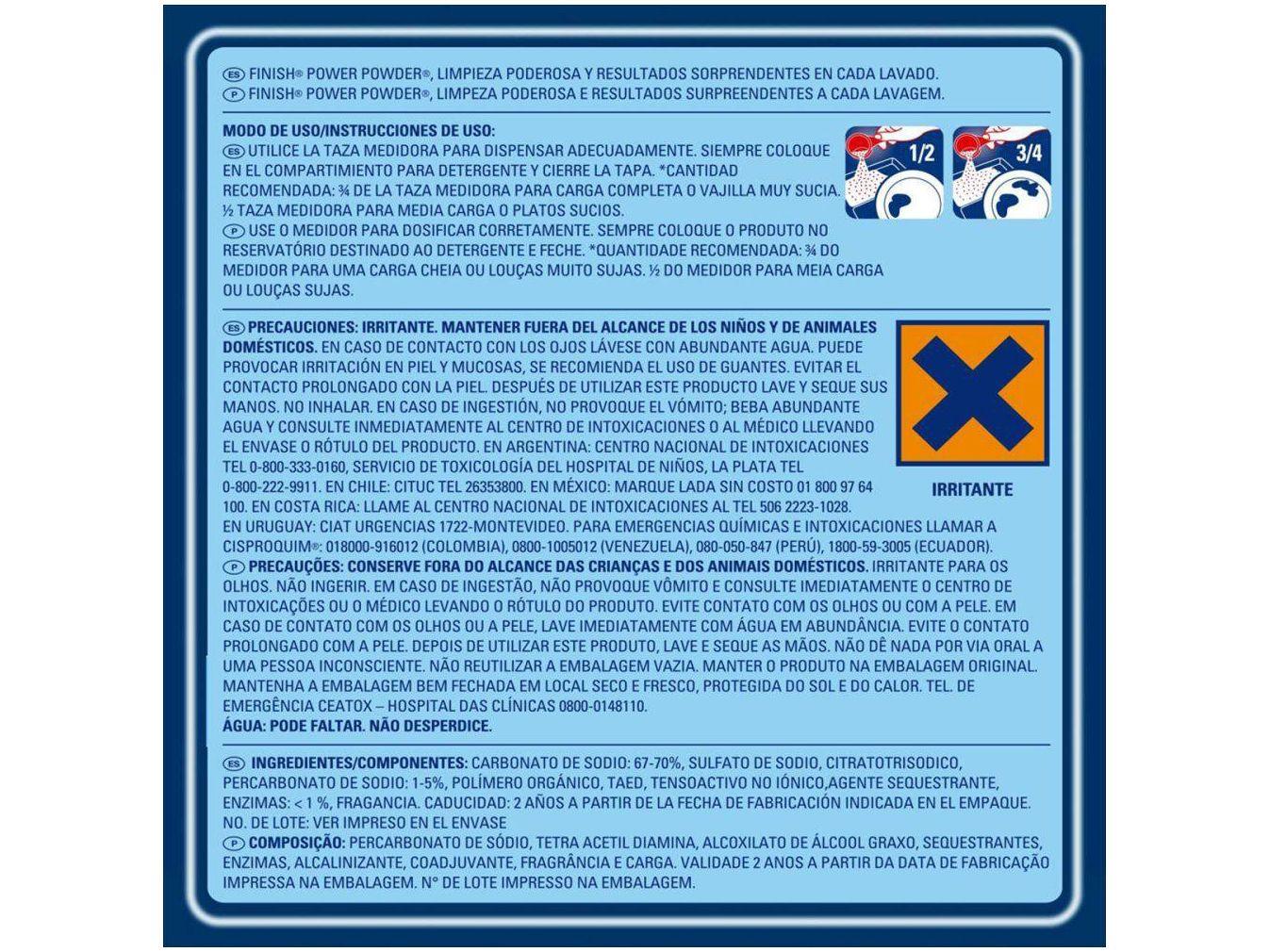 Sabão para Lava-louças Detergente em Pó Finish 450g