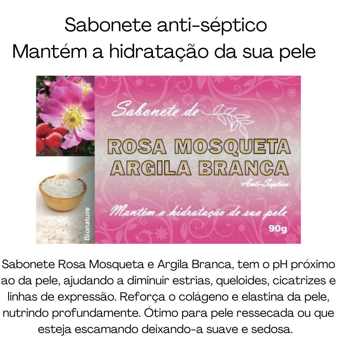 Sabonete em Barra Natural Rosa Mosqueta com Argila Branca 90g Kit 3 unidades  - Bio Instinto - Sabonete - Magazine Luiza