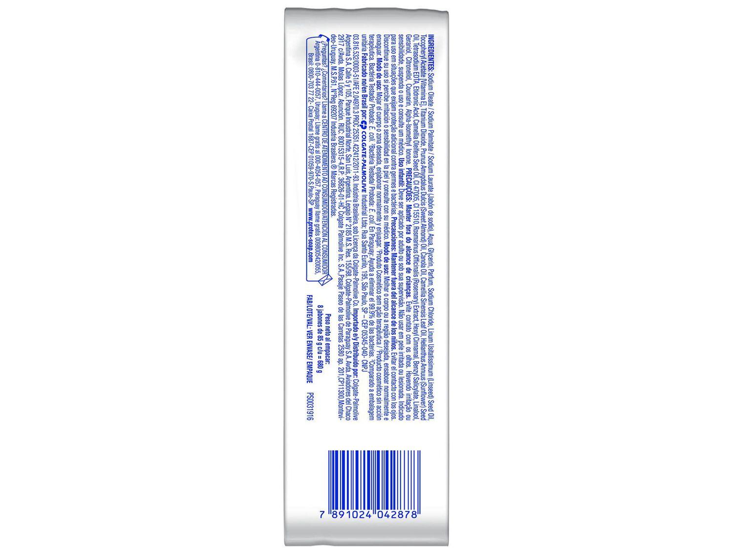 Sabonete em Barra para o Corpo e Rosto Protex Nutri Protect Vitamina E 85g 8 Unidades