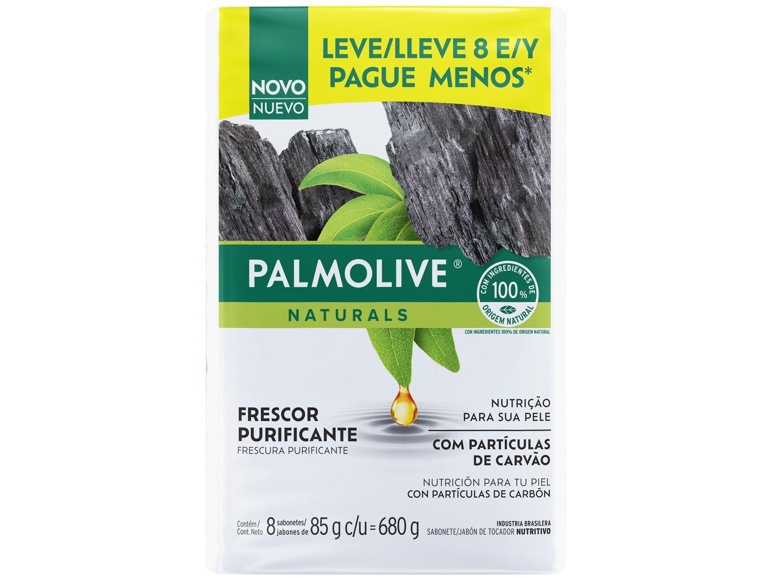 Sabonete em Barra para o Corpo Palmolive Naturals Sensação Purificante Carvão 85g 8 unidades