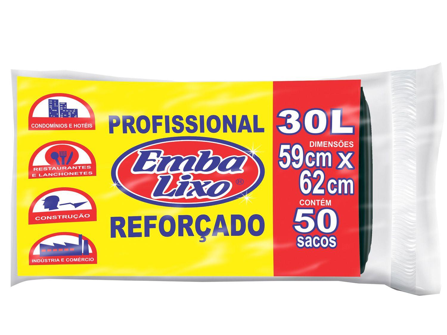 Saco de Lixo Preto 30L Reforçado Embalixo