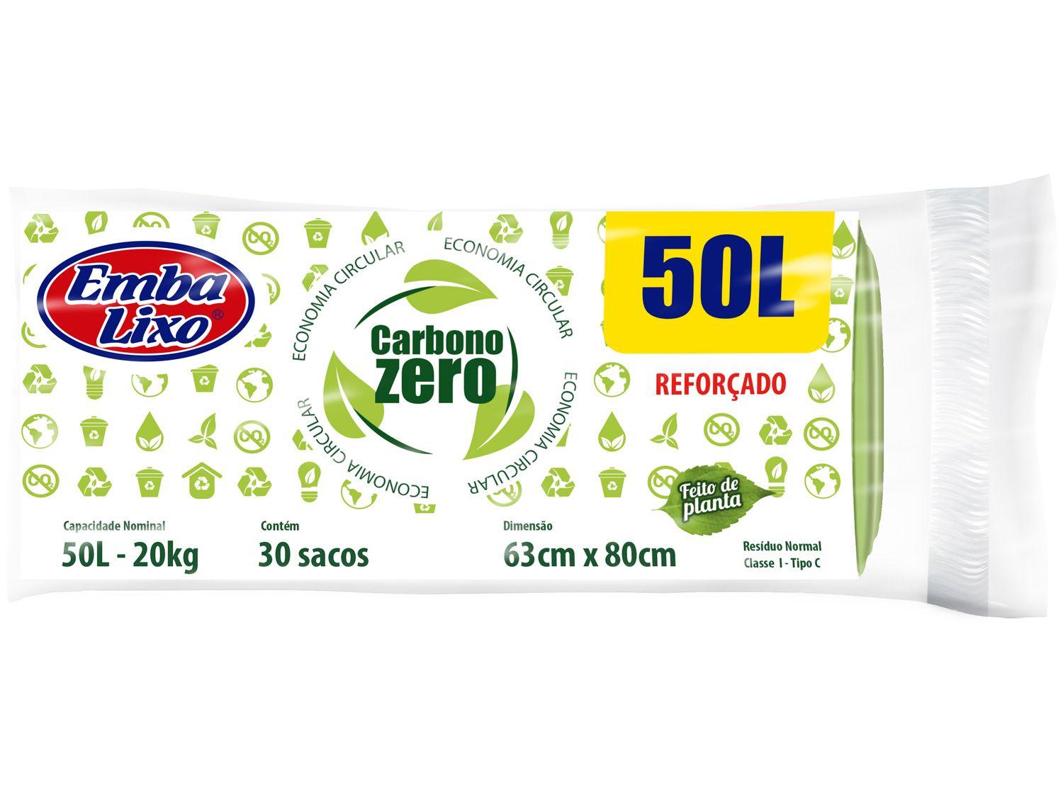 Saco de Lixo Verde 50L Reforçado Embalixo