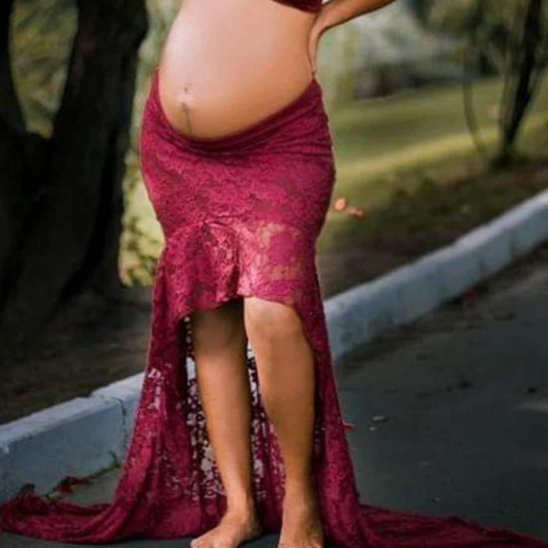 ensaio gestante vestido vermelho