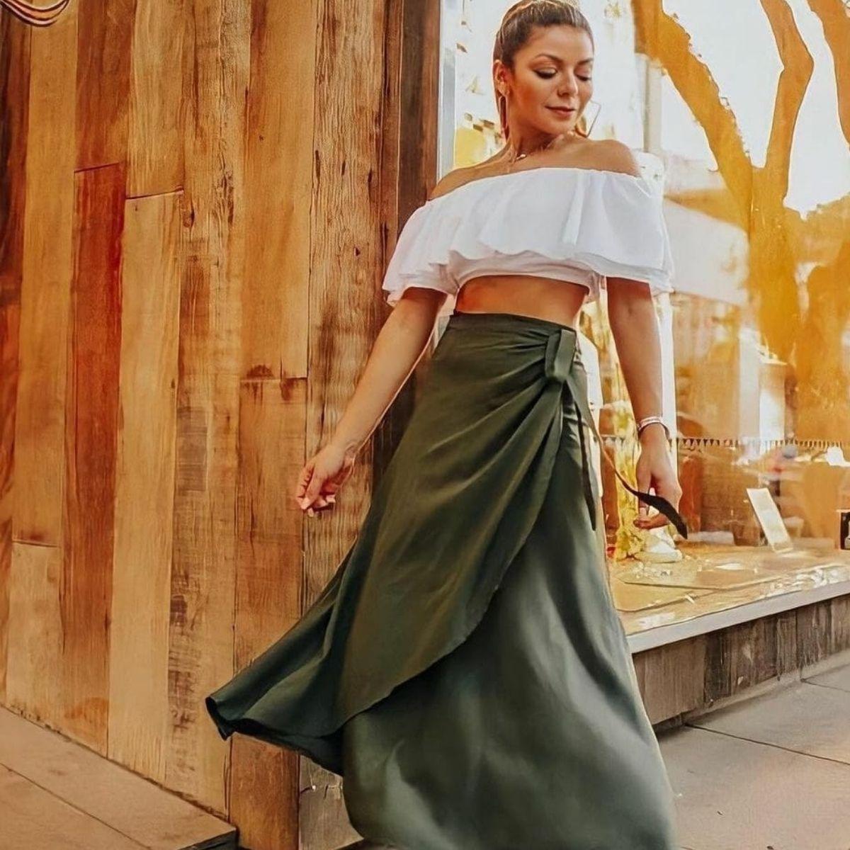 Saia Envelope Saida De Praia Longa Malha Fria Saia Feminina Saia