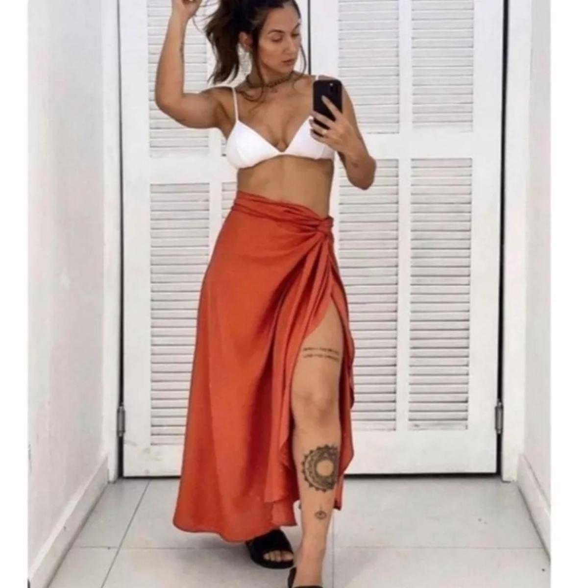 Saia Envelope Saia Longa De Viscose Lisa Saia Envelope