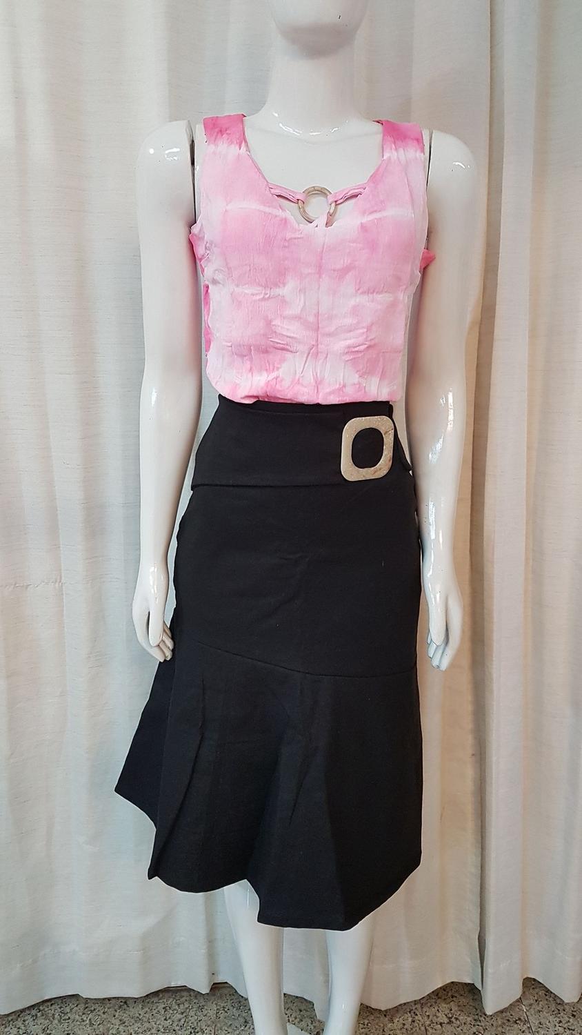 saia de linho midi preta