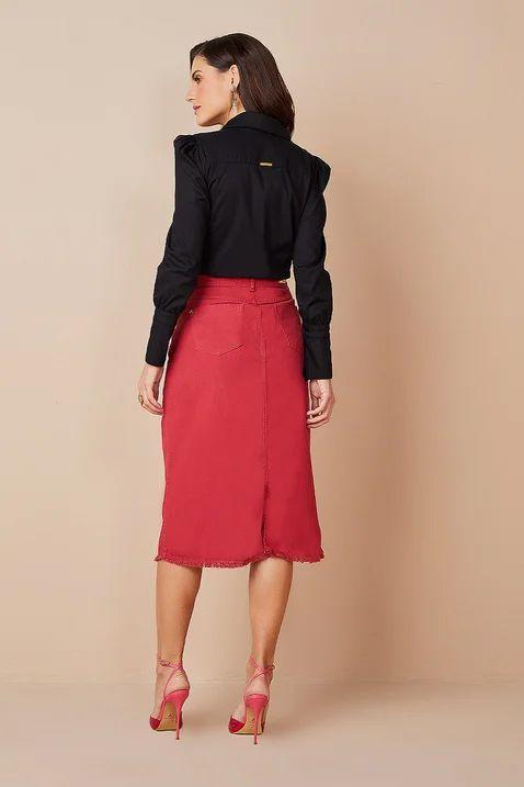 Titanium Jeans Saia Sarja Vermelha Saia Feminina Vermelha Sarja