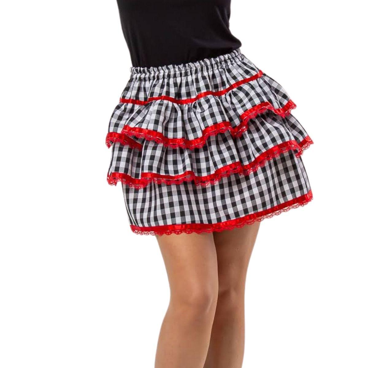 Laço Saia Adulto Festa Junina Saia Preta Com Laço Festa Junina