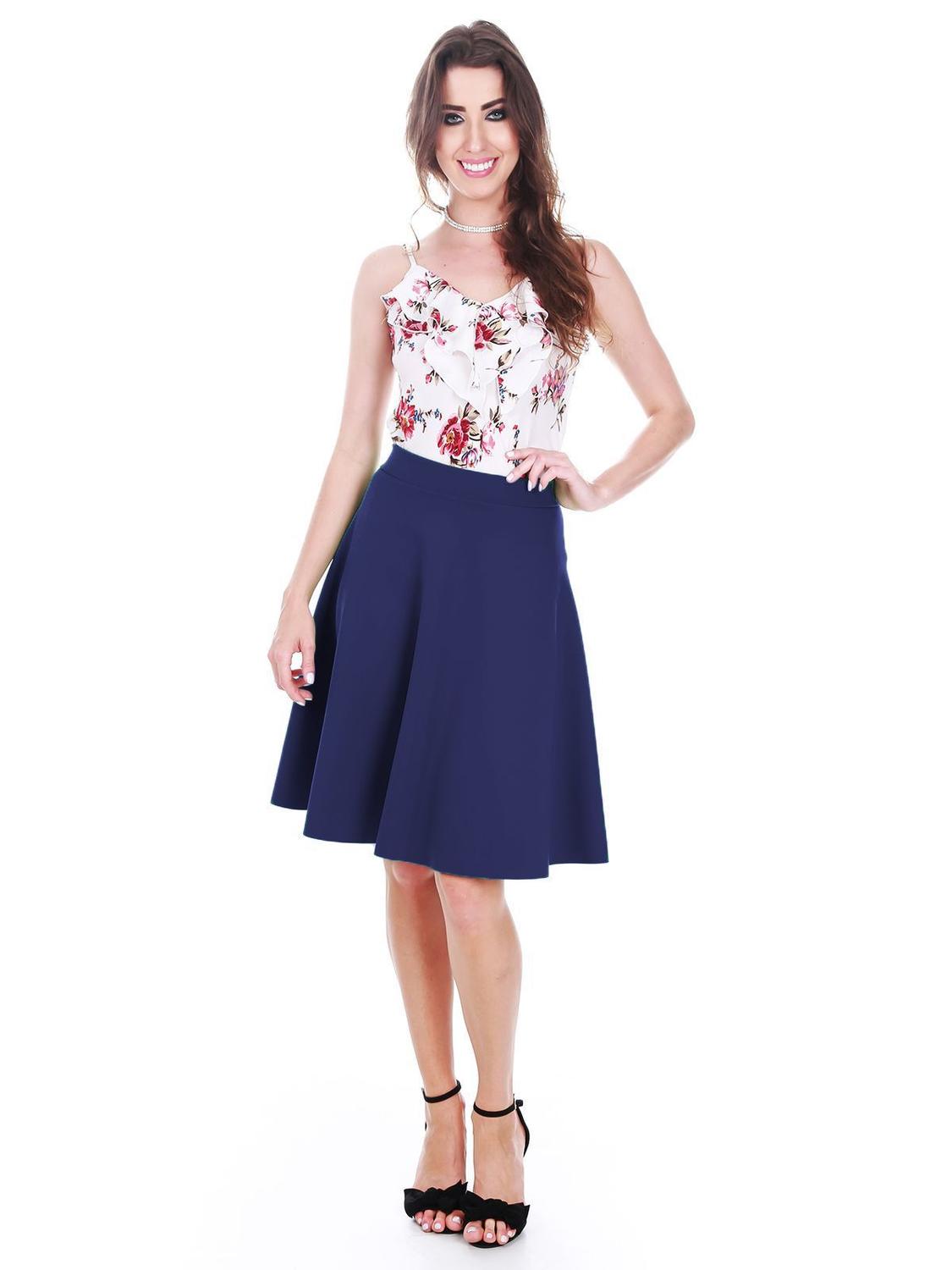 saia midi gode azul royal