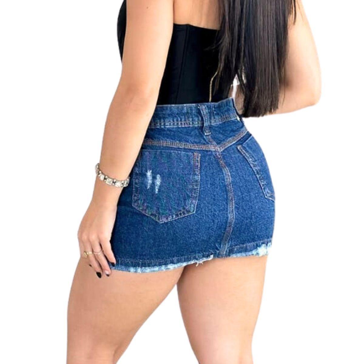 Saia Detalhe Short Saia Luxo Saia Jeans Curta Cintura Alta