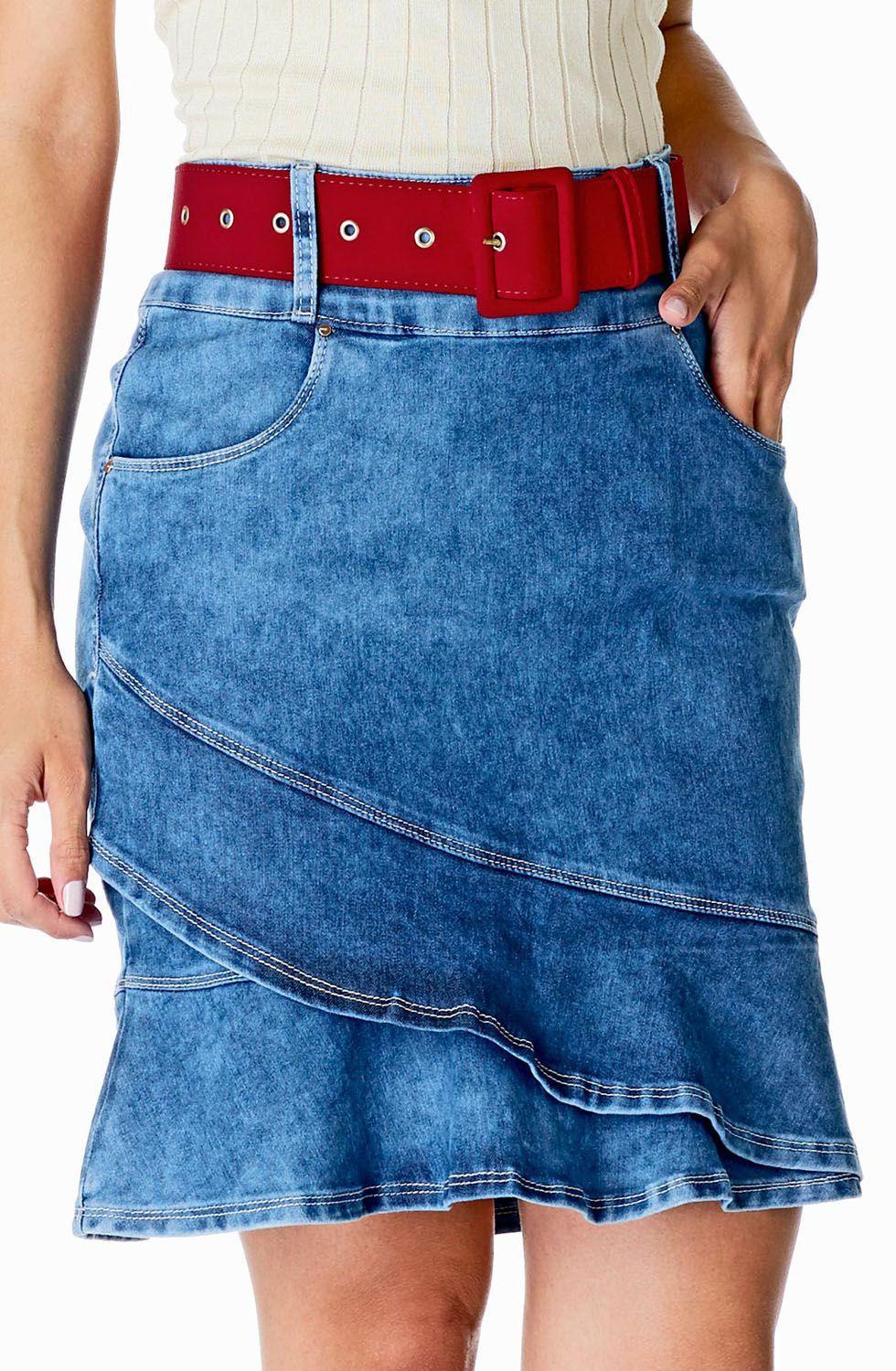 saia babado jeans
