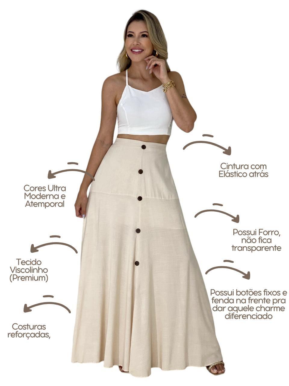 Saia Longa Saia De Botao Com Cropped Saia Longa Botoes Frente