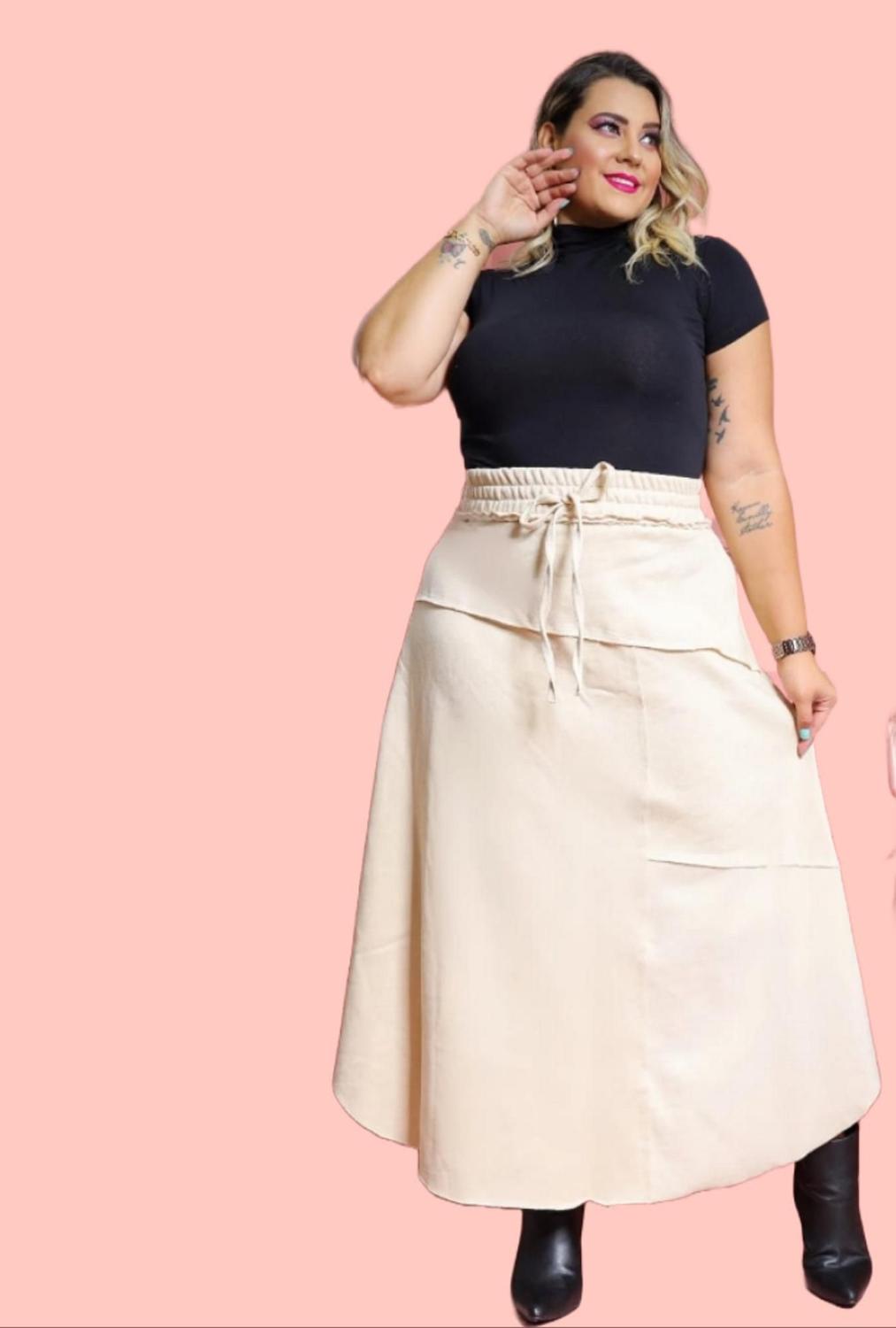 Saia Moletinho Saia Longa Pano Mole Plus Size Saias Longas