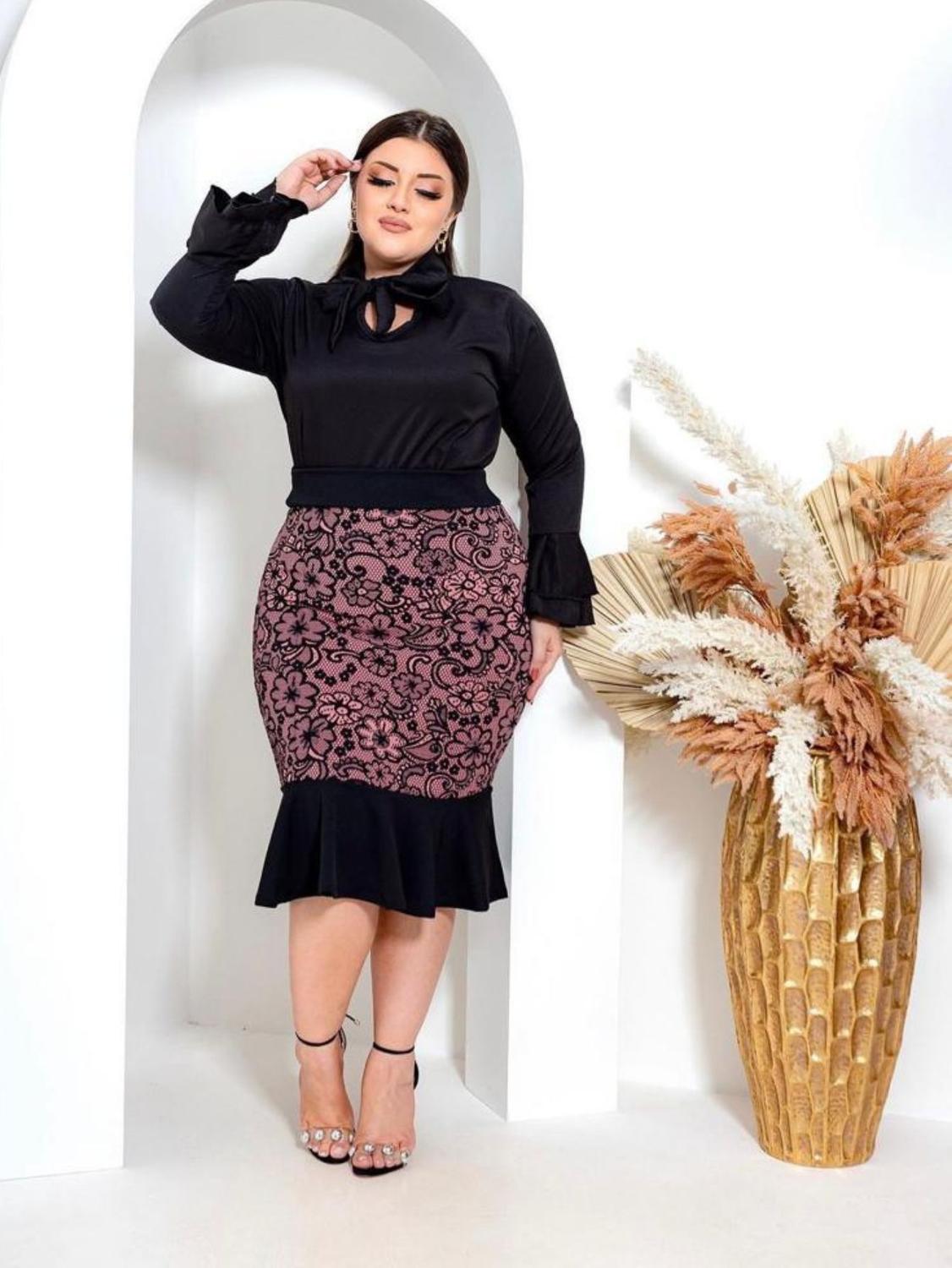 Saia Midi Roupas De Igreja Feminina Saia Midi Babado Moda